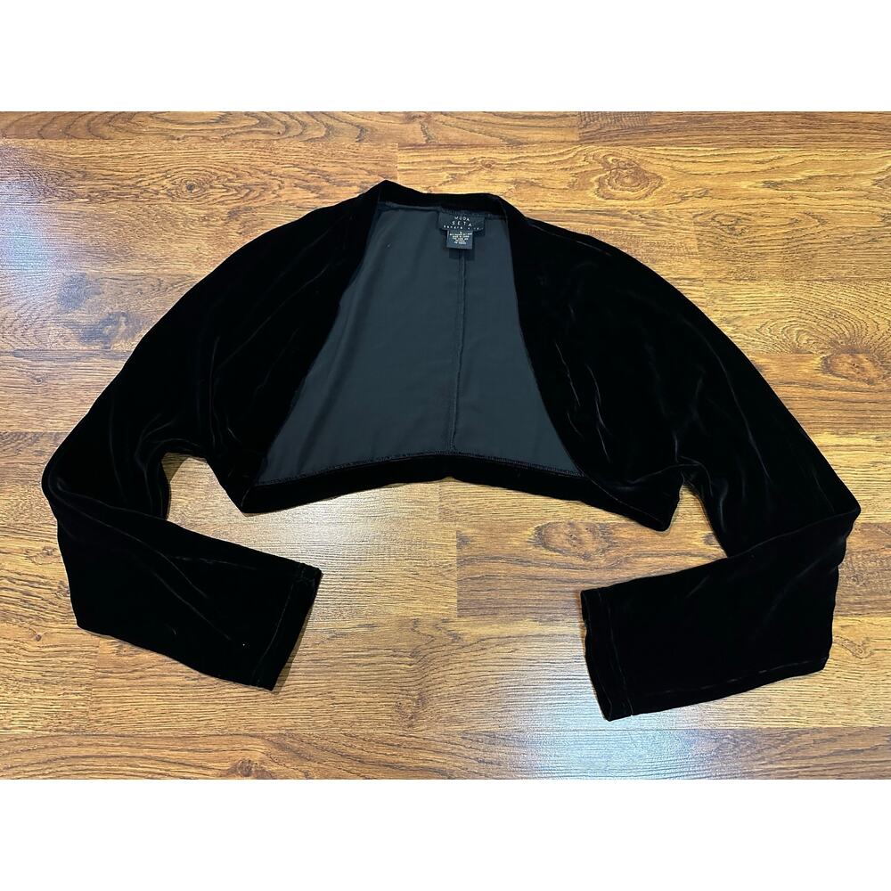 Vintage Moda Seta Sandra King Velvet Bolero Jacket Size Large Black Whimsygoth